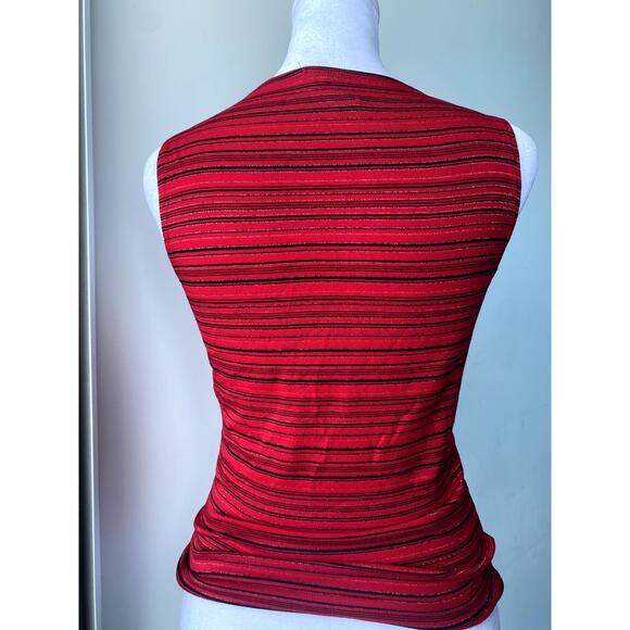 Forever 21 Vintage Womens Red Sleeveless Striped Basic Iridescent Tank Top - Picture 3 of 7